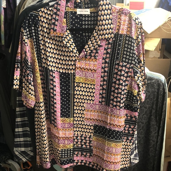 RAGA MAN Black and Pink Casual Button Down Shirt - Picture 1 of 8